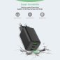 Preview: NEXUS-Ladegeräte mit GaN-Technologie 65W 3 Port USB-C+C+A Universal Kompatibilität, Schwarz