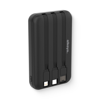 alkaya. | Thor MagSafe kompatible 10.000 mAh Powerbank 3 in1 Induktives laden, Integrierte Kabel und USB Anschlüssen, Schwarz