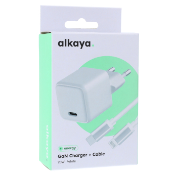 NEXUS Speed Flex Charger Set Universal Kompatibel mit GaN Technologie 20W + USB-C - USB-C Datenkabel, Weiß
