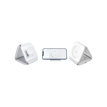 MagSafe kompatible Reise Ladegerät, Faltbar 3 in 1: Handy, Smartwatch und Headset, Weiß