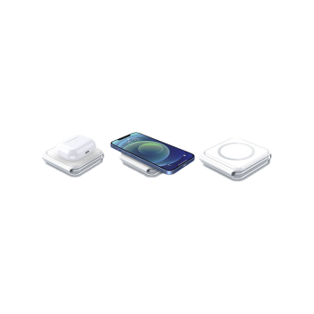 MagSafe kompatible Reise Ladegerät, Faltbar 3 in 1: Handy, Smartwatch und Headset, Weiß