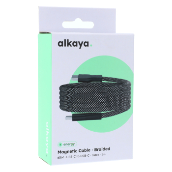 Speed Flex Magnetisches Datenkabel Geflochten Universal Kompatibel USB-C to USB-C | 1m | 65W, Schwarz