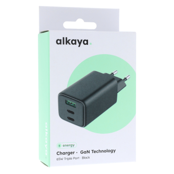 NEXUS-Ladegeräte mit GaN-Technologie 65W 3 Port USB-C+C+A Universal Kompatibilität, Schwarz