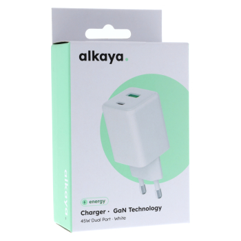 NEXUS-Ladegeräte mit GaN-Technologie 45W 2 Port USB-C+A Universal Kompatibilität, Weiß