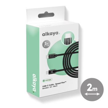 Speed Flex Datenkabel Geflochten Universal Kompatibel USB-C - USB-C 2m | 60W, Schwarz