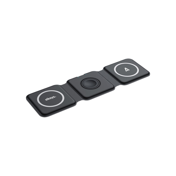 Flex Fold MagSafe kompatible Reise Ladegerät, Faltbar 3 in 1: Handy, Smartwatch und Headset, Schwarz